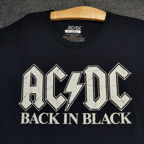 AC/DC Back In Black T Shirt Size XL Black Big Graphic Logo Short Sleeve - Picture 8 of 13